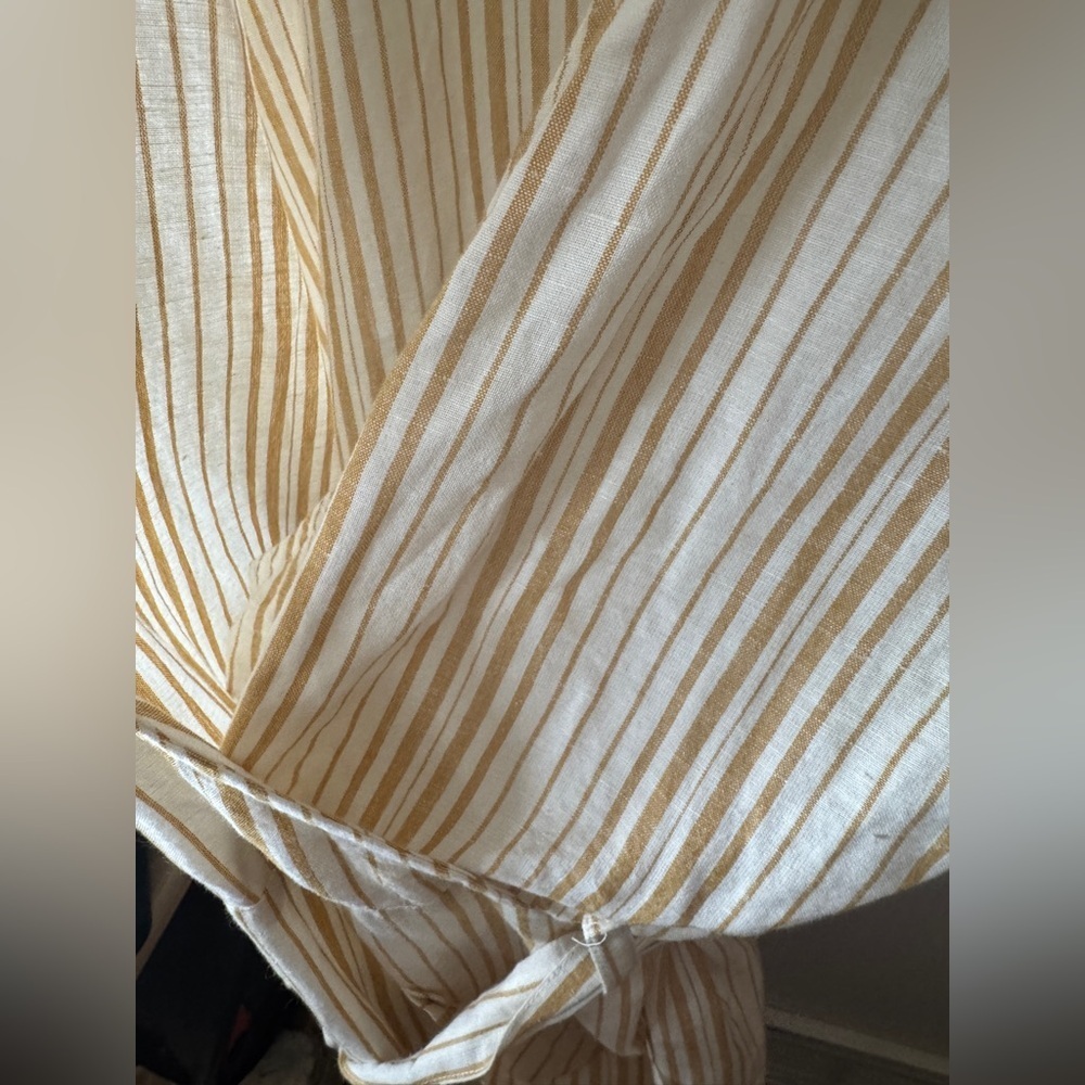 Topshop Linen Cotton Blend Mustard Yellow White Striped Jumpsuit US Size 10 - Picture 6 of 15